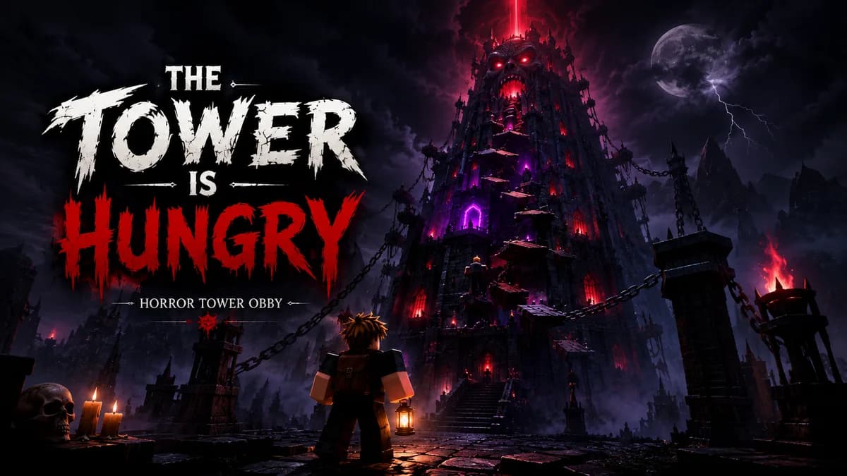 The Tower Is Hungry key art showing the tower under a stormy sky